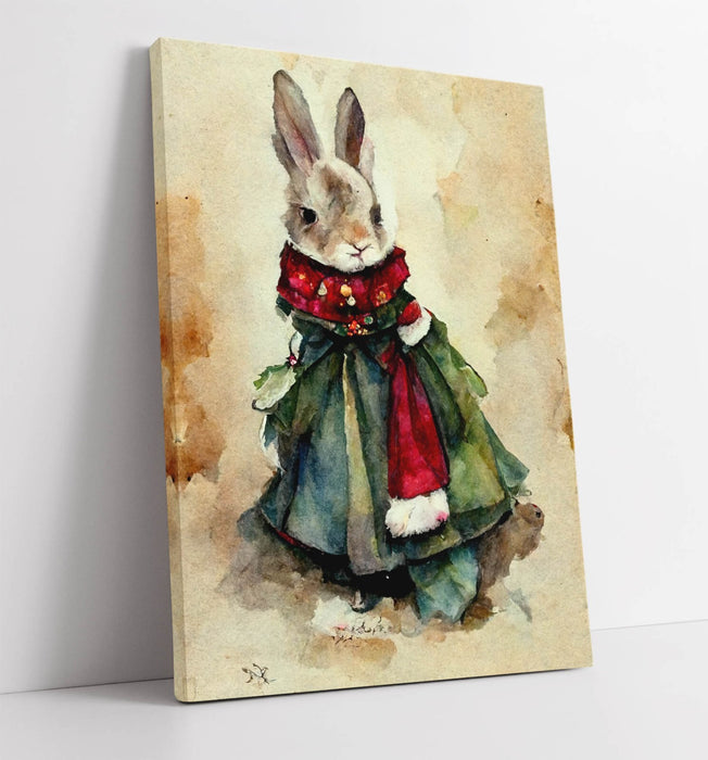 Victorian Rabbit Canvas - Handmade Watercolour Wall Art on Premium Satin Finish