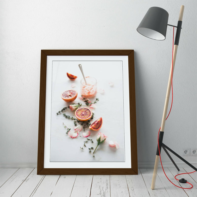 Blood Orange Poster - Fruit Drink Art | Kitchen Wall Decor Framed Print
