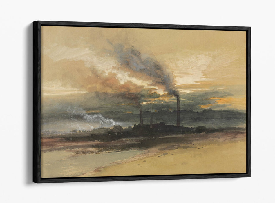THOMAS MORAN, SMELTING WORKS AT DENVER -FLOAT EFFECT CANVAS WALL ART PRINT