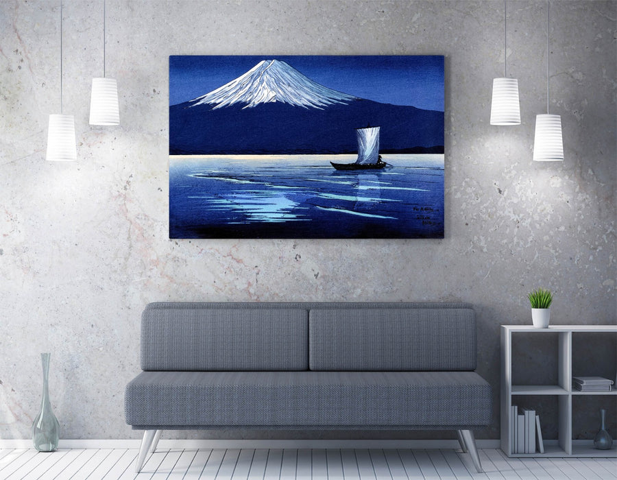 Canvas Wall Art - Moonlight On Mount Fuji Handmade Print With Premium Varnish Seal