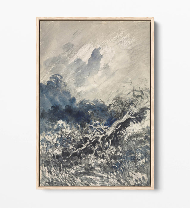 CHARLES FRANCOIS DAUBIGNY, OAK TREE AND REED -FLOAT EFFECT CANVAS WALL ART PRINT