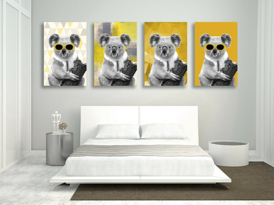 Koala Canvas Wall Art - Handmade Animal Canvas Print | Yellow Mustard Decor