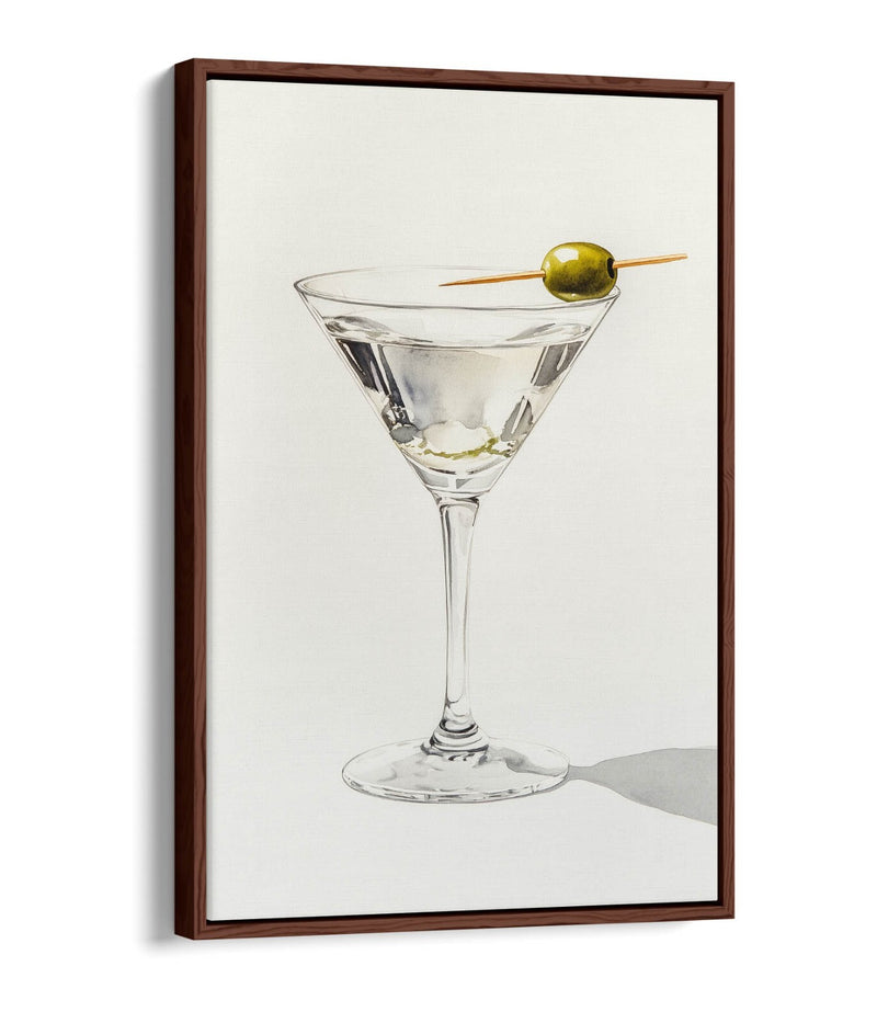 Canvas Wall Art - Dirty Martini Watercolour Style Float Effect Print on Premium Frame