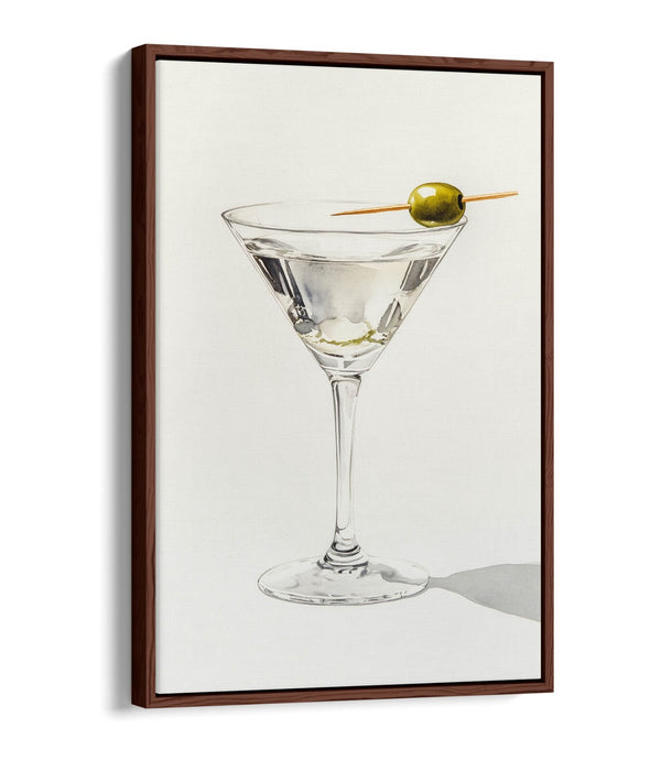 Canvas Wall Art - Dirty Martini Watercolour Style Float Effect Print on Premium Frame