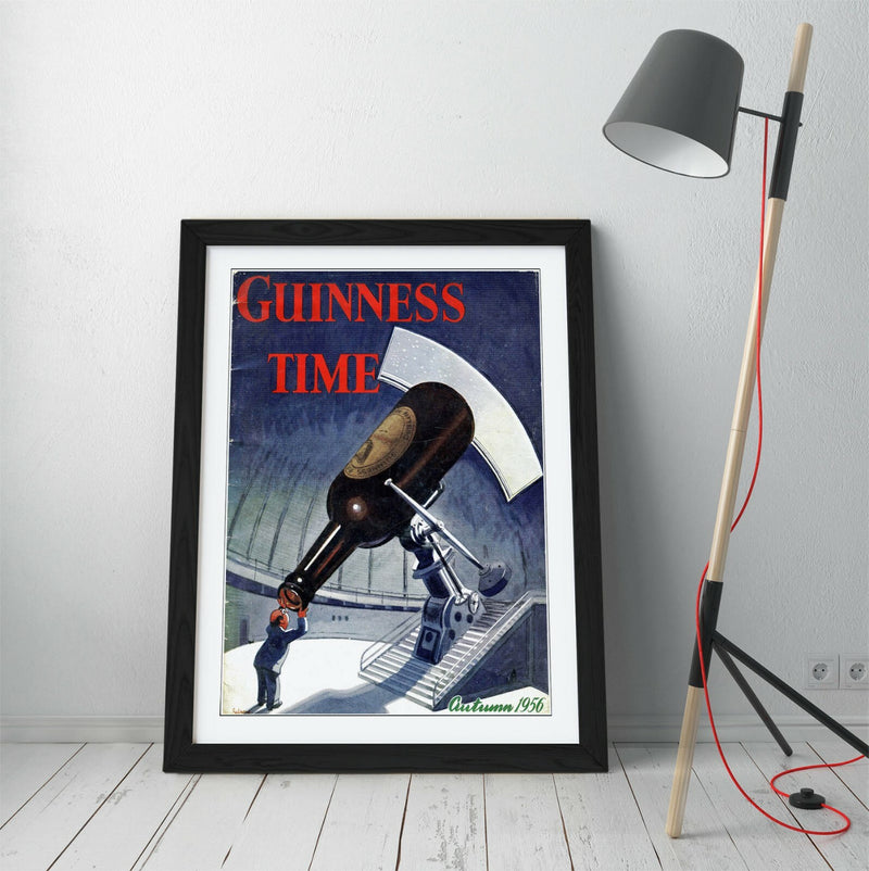 Vintage Retro Poster - Guinness Time Art Framed Wall Art With Woodgrain Frame Finish