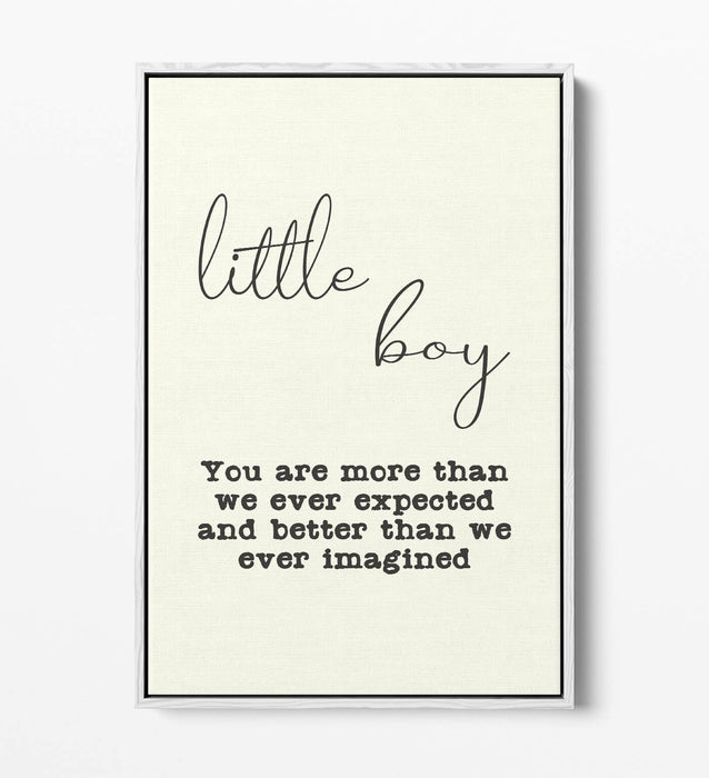 "LITTLE BOY" NURSERY BABY ROOM QUOTE SLOGAN -FLOAT EFFECT CANVAS WALL ART PRINT