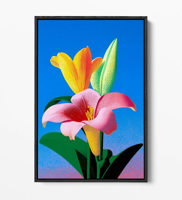Colourful Lily Canvas Art - Handmade Floral Wall Art With Float Effect Frame