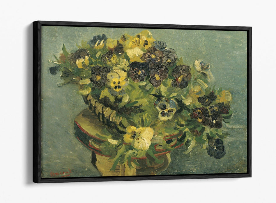 VINCENT VAN GOGH, BASKET WITH VIOLETS -FLOAT EFFECT CANVAS ART PRINT