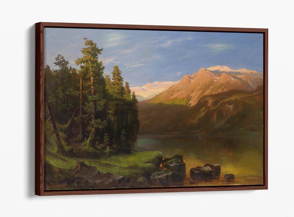 CARL SCHWENINGER, LANDSCAPE IN THE SUNSET -FLOAT EFFECT CANVAS WALL ART PRINT