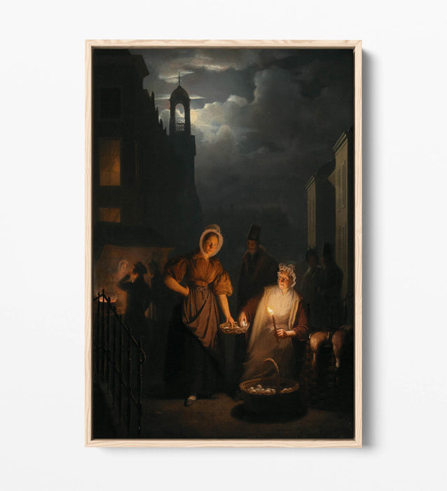 PETRUS VAN SCHENDEL, NIGHT MARKET -FLOAT EFFECT CANVAS WALL ART PICTURE PRINT