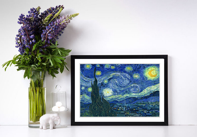Van Gogh Starry Night Poster – Framed Art Print With Black Oak Or Walnut Frame
