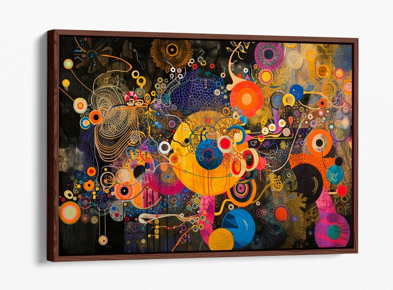 Float Effect Canvas Art - Abstract Multi Colour Artwork on Custom Deep Frame