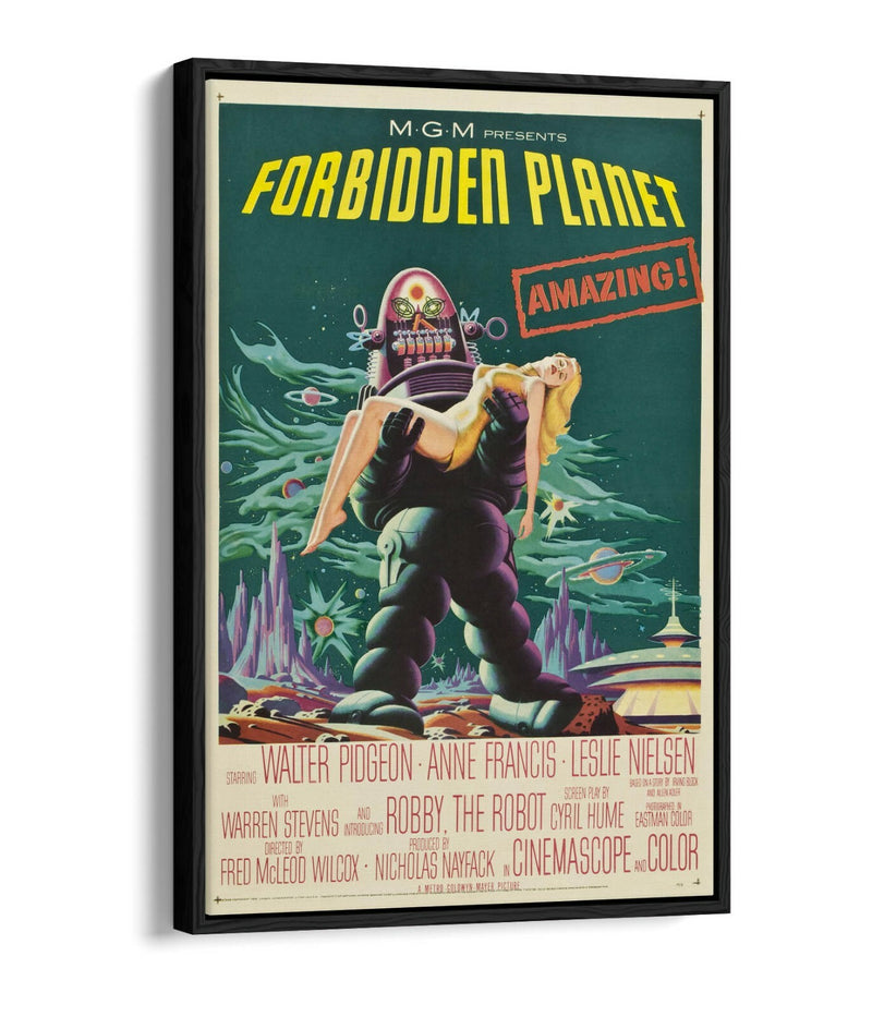 Forbidden Planet Poster - Vintage Sci Fi Wall Art | Float Effect Canvas Print