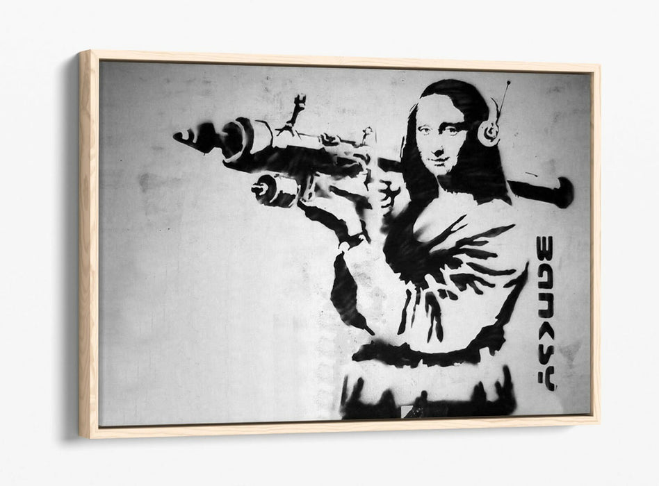 MONA LISA BAZOOKA FLOAT EFFECT CANVAS WALL ART PIC PRINT GRAFFITI-