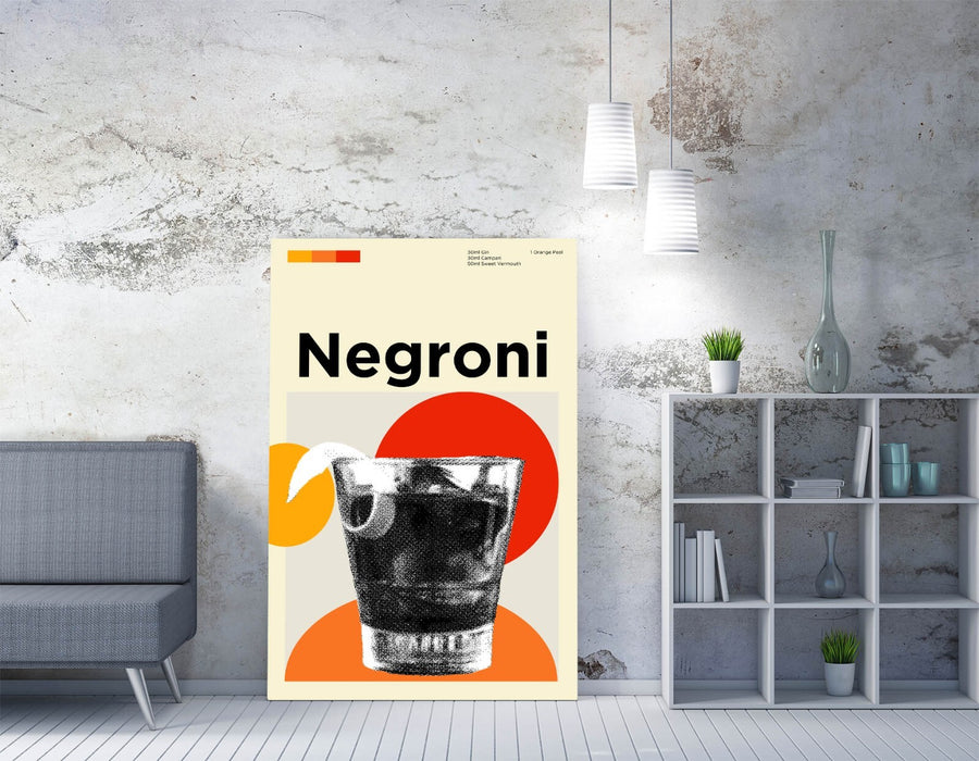 Negroni Cocktail Poster – Handmade Canvas Wall Art With Vibrant Colors & Premium Varnish Finish