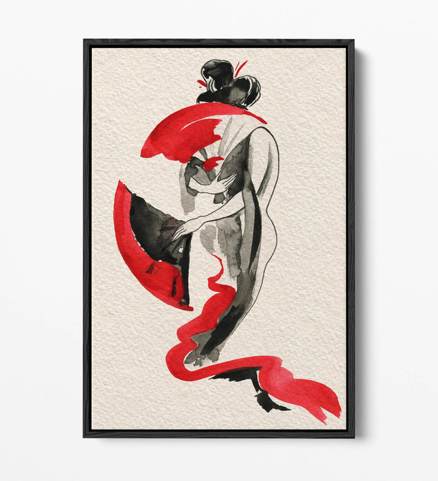Japanese Canvas Wall Art - Geisha Illustration Print | Float Effect Canvas Decor