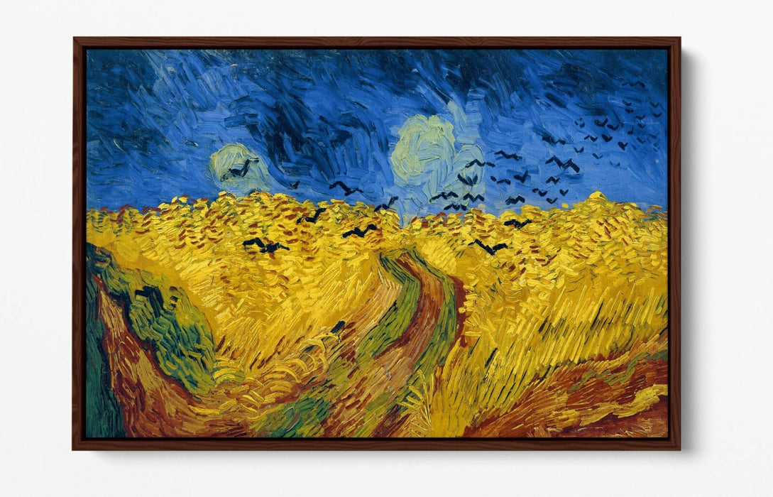 VAN GOGH WHEATFIELD WITH CROWS -FLOAT EFFECT CANVAS WALL ART PIC PRINT- BLUE