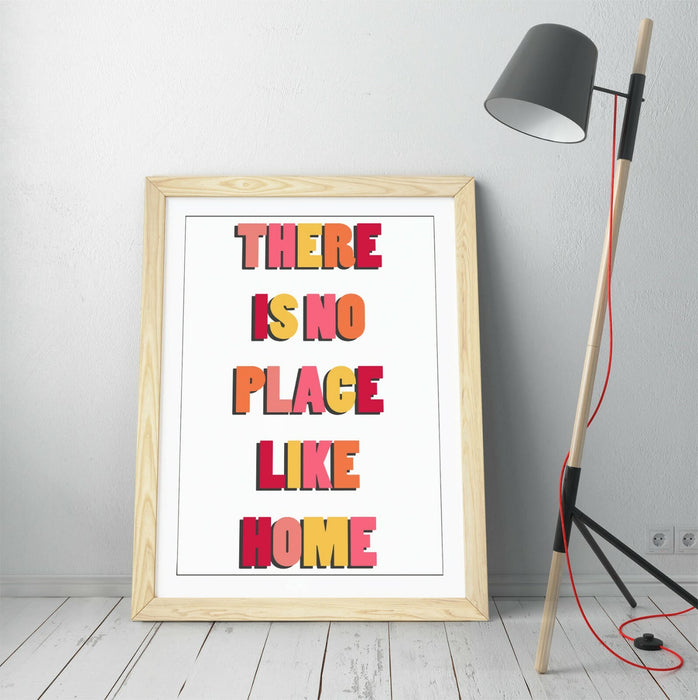 "THERE IS NO PLACE LIKE HOME" COSY QUOTE SLOGAN -FRAMED WALL ART PICTURE PRINT