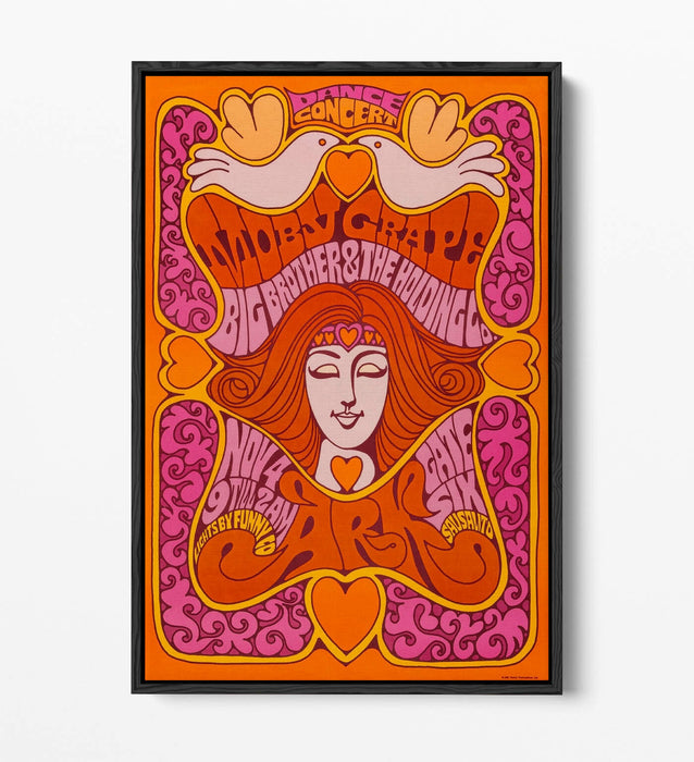 PSYCHEDLIC 60'S VINTAGE MOBY GRAPE POSTER -FLOAT EFFECT CANVAS WALL ART PRINT
