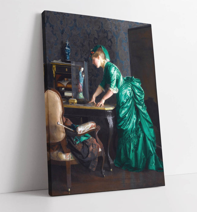 Canvas Wall Art - William McGregor Paxton The Green Dress Print on Premium Canvas