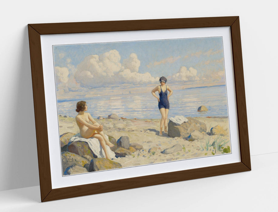 Framed Wall Art – Paul Fischer On The Beach Poster Print | Handmade UK Woodgrain Frame
