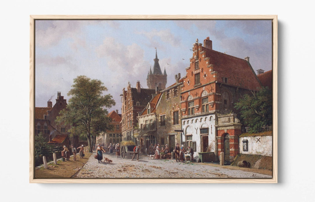 ADRIANUS EVERSEN, A VIEW IN DELFT -FLOAT EFFECT CANVAS WALL ART PIC PRINT