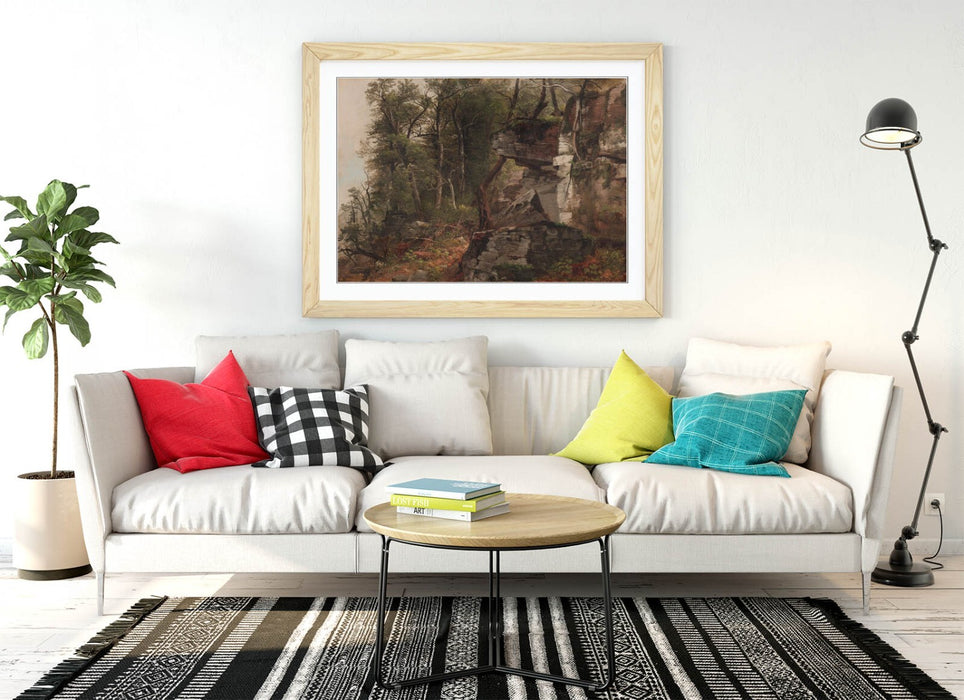 Framed Wall Art - Trees On Rocky Hillside Painting | Handmade UK Art Print
