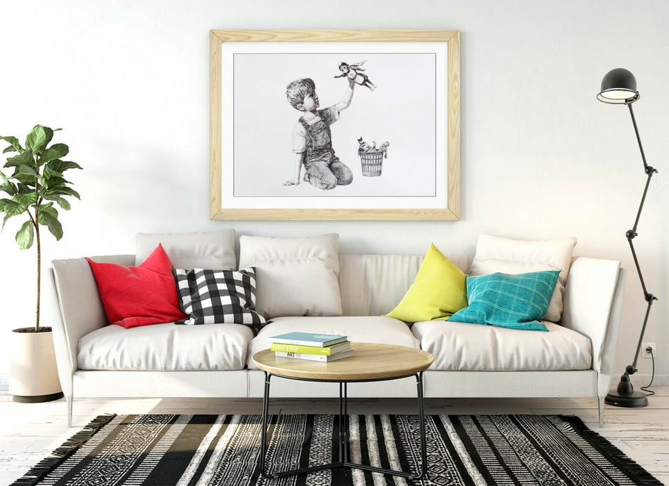 BANKSY SUPER NURSE GAME CHANGER -ART FRAMED POSTER PICTURE PRINT ARTWORK- GREY