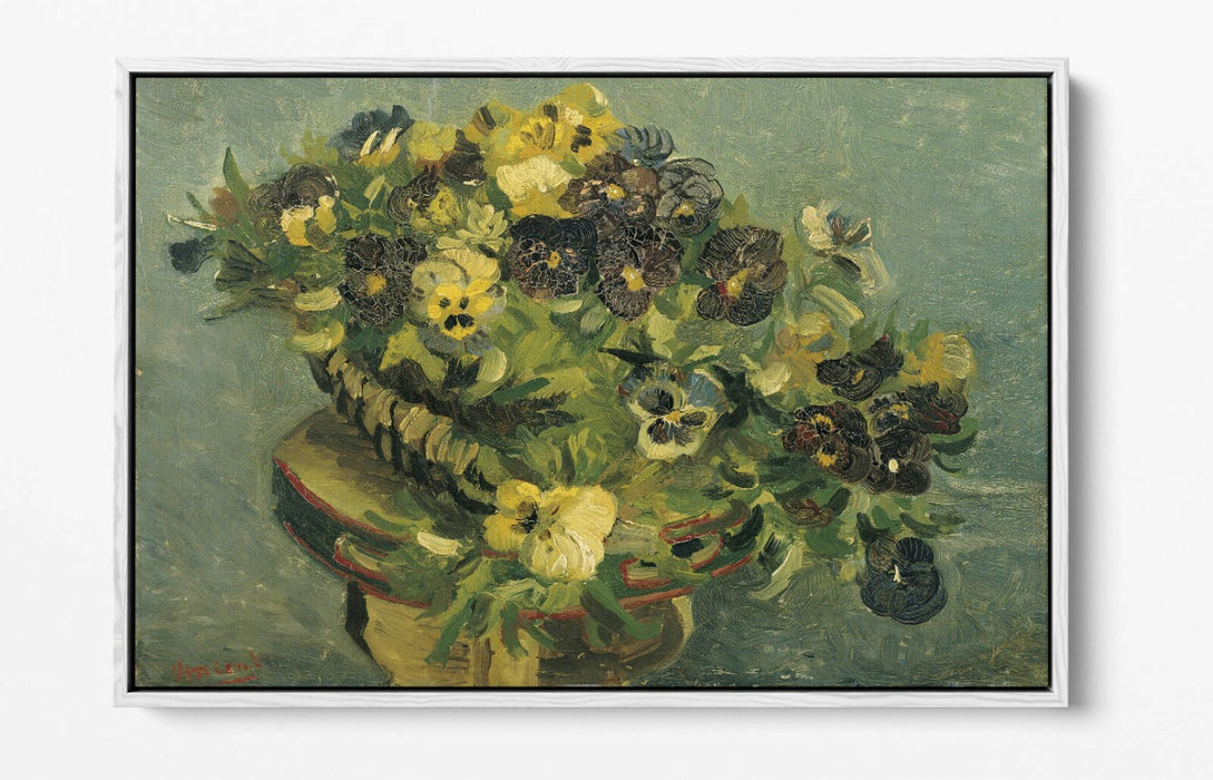 VINCENT VAN GOGH, BASKET WITH VIOLETS -FLOAT EFFECT CANVAS ART PRINT