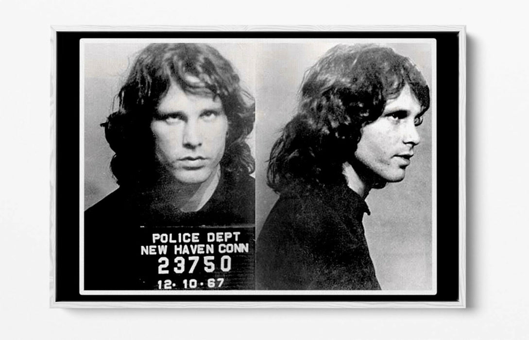 JIM MORRISON MUGSHOT 1 -FLOAT EFFECT CANVAS WALL ART PIC PRINT- BLACK & WHITE