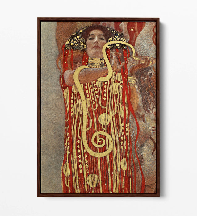 KLIMT HYGIEIA GODDESS OF HEALTH -FLOAT EFFECT CANVAS WALL ART PIC PRINT- GOLD