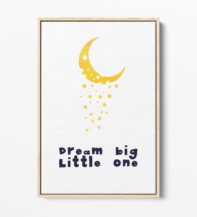 "DREAM BIG LITTLE ONE" WATERCOLOUR NURSERY -FLOAT EFFECT CANVAS WALL ART PRINT