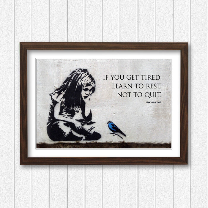 LITTLE GIRL BLUE BIRD QUOTE FRAMED STREET ART POSTER PICTURE PRINT 4 SIZE BANKSY