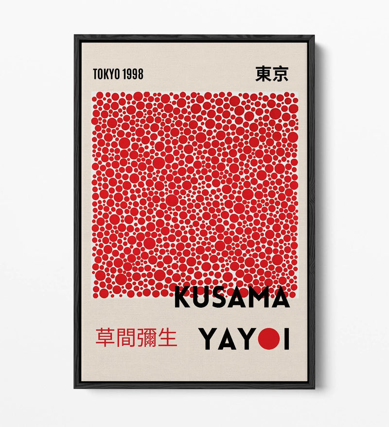 Canvas Art Print - Red Polka Dot Contemporary Wall Art With Float Effect Frame