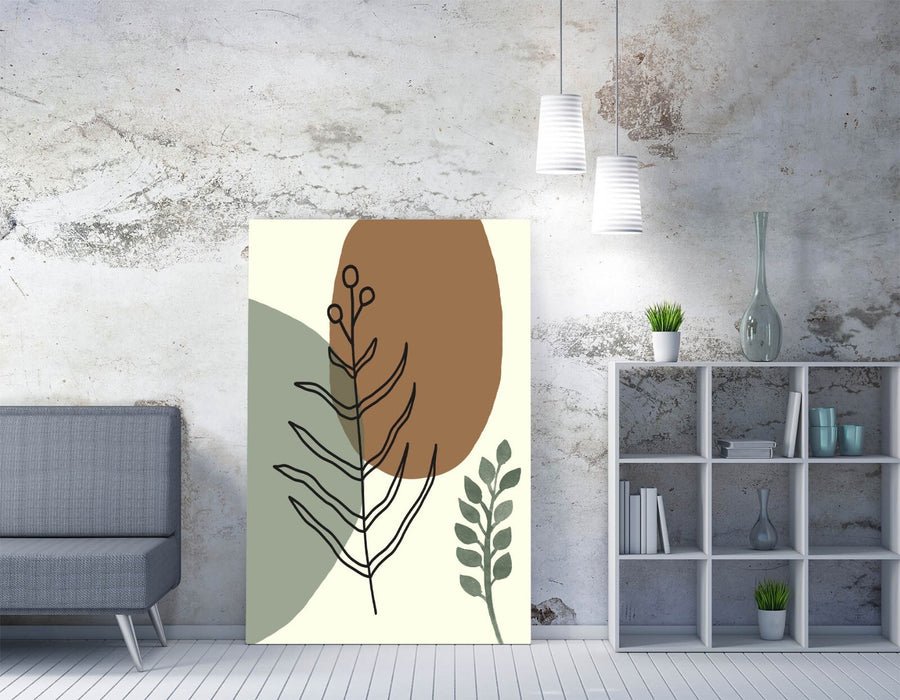 BOTANICAL LEAF BAUHAUS TRENDY MINIMALIST BATHROOM -CANVAS WALL ART PICTURE PRINT