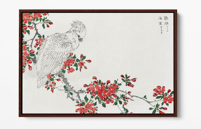 Float Effect Canvas Art - Parrot & Pyrus Spectabilis on Handmade MDF Frame