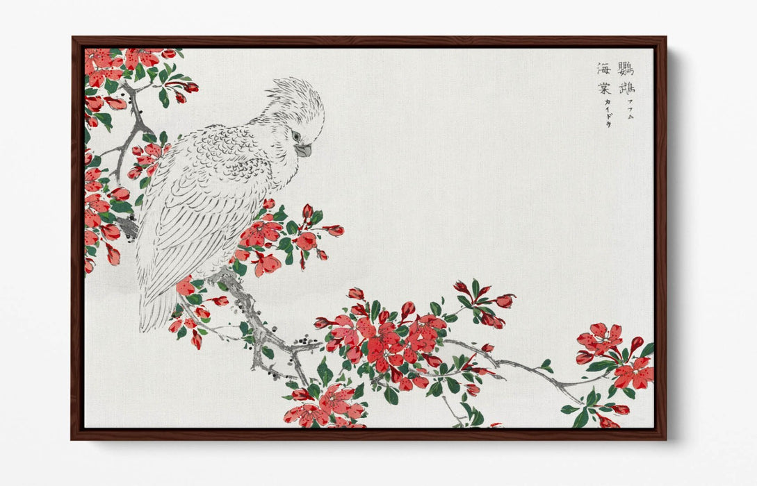 Float Effect Canvas Art - Parrot & Pyrus Spectabilis on Handmade MDF Frame