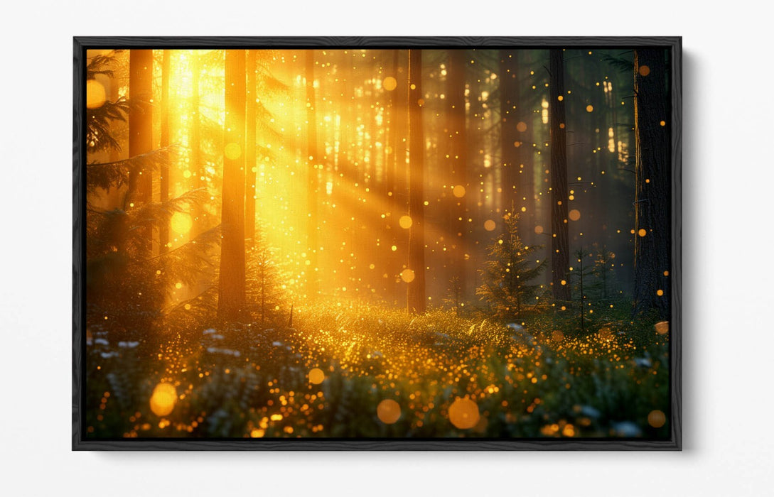 SPARKLING SUNLIGHT FOREST LANDSCAPE HOME DECOR FLOAT EFFECT CANVAS ART PRINT