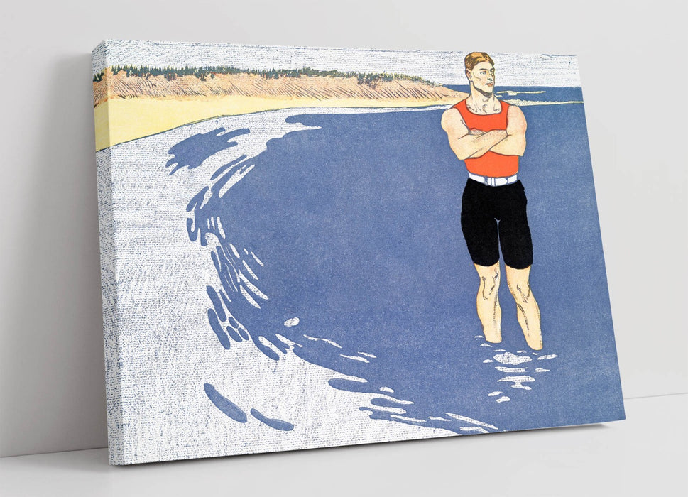 Canvas Wall Art - Man Standing in the Sea by Edward Penfield | Premium Varnish Finish