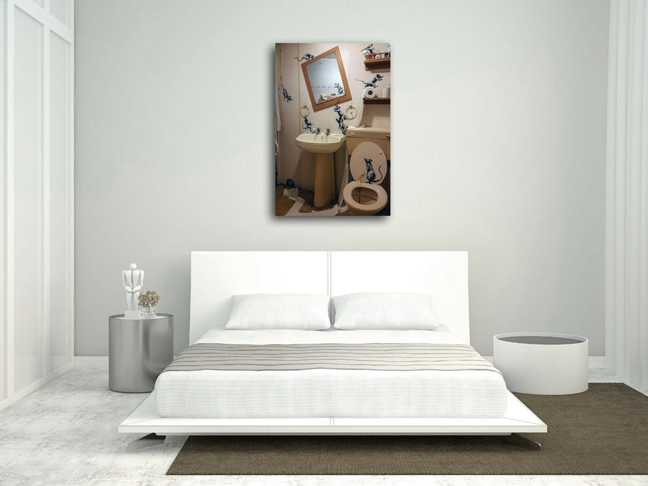 BANKSY ON LOCKDOWN CANVAS WALL STREET ART PRINT GRAFFITI ARTWORK VARNISHED RATS