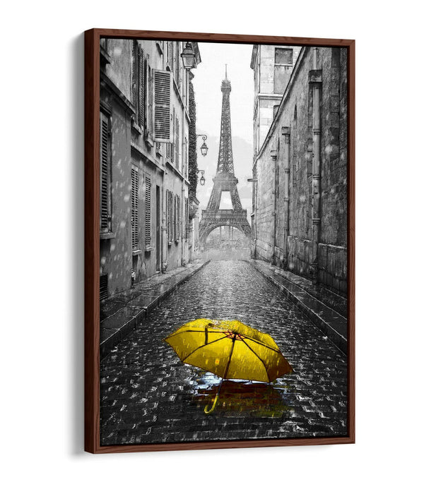 Canvas Wall Art – Yellow Umbrella Float Effect on Custom MDF Frame, Handmade UK