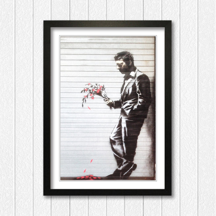 Banksy Framed Poster – Handmade UK Poster With Archival Ink Print & Woodgrain Frame
