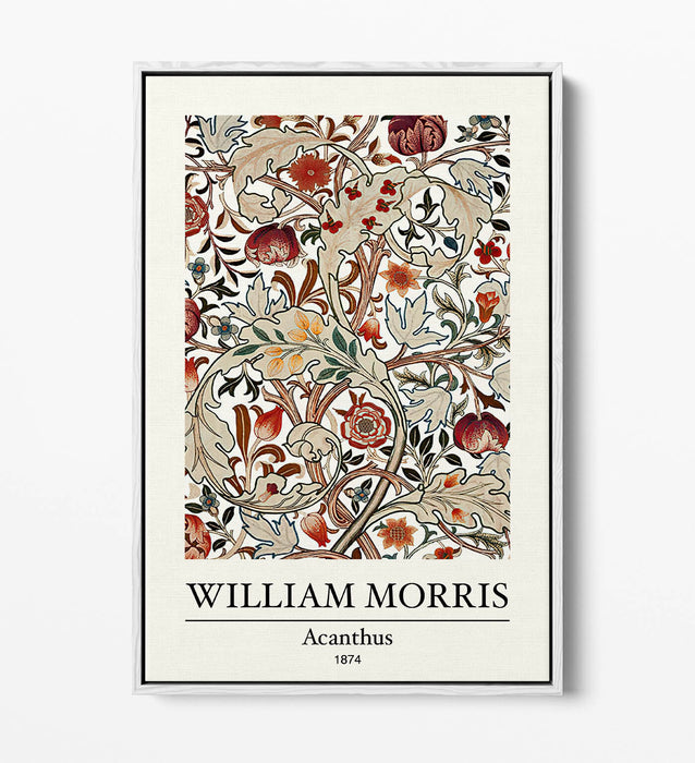 Float Effect Canvas Art – William Morris Floral Wall Decor With 30mm Deep Frame