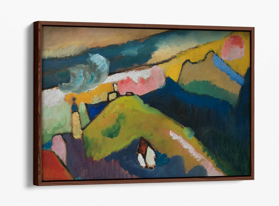KANDINSKY, MOUNTAIN LANDSCAPE CHURCH-FLOAT EFFECT CANVAS WALL ART PICTURE PRINT