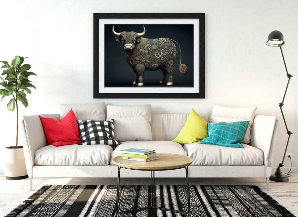 Highland Cow Wall Art – Wooden Framed Print With Matte Finish & Rustic Bedroom Decor