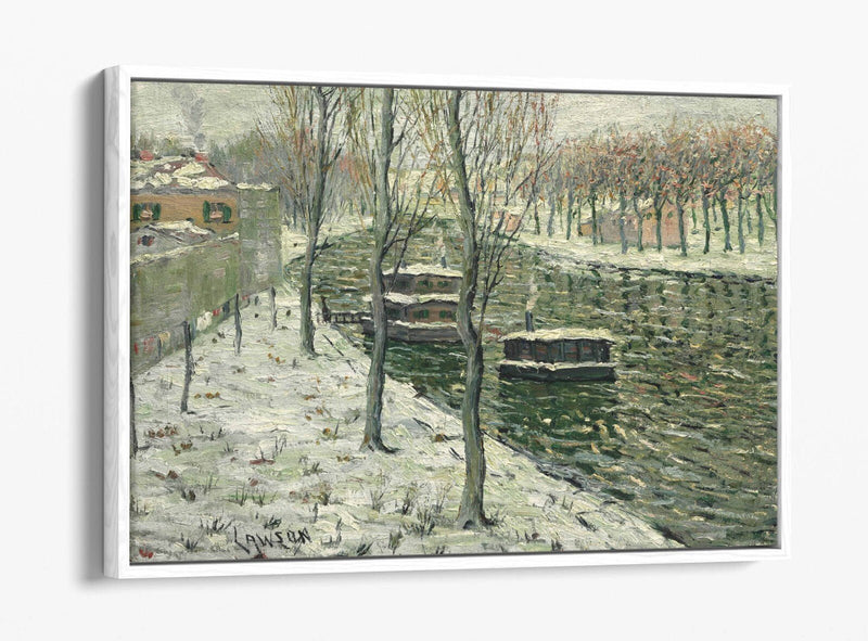 Canvas Wall Art - Ernest Lawson Houseboats Float Effect Canvas Print on MDF Frame
