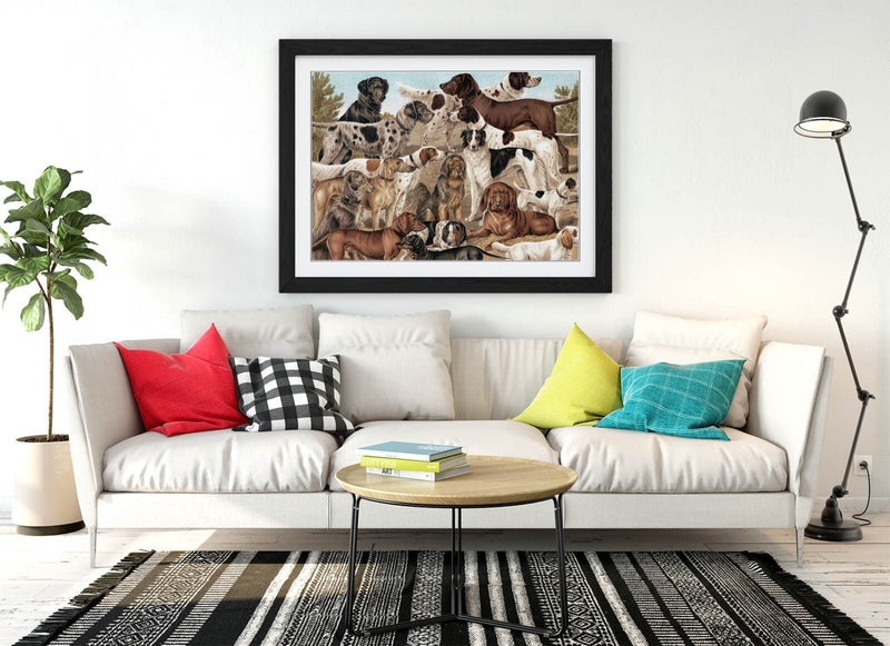 Dog Wall Art - Breeds of dog from The Yuzhakov's Bolshaya Entsiklopediya | Art Print and Wood Frame