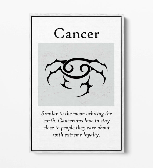 CANCER STAR SIGN ZODIAC ASTROLOGY QUOTE -FLOAT EFFECT CANVAS WALL ART PRINT