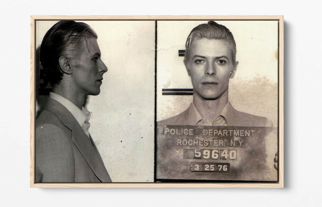 DAVID BOWIE MUGSHOT 2 -FLOAT EFFECT CANVAS WALL ART PIC PRINT- BLACK & WHITE