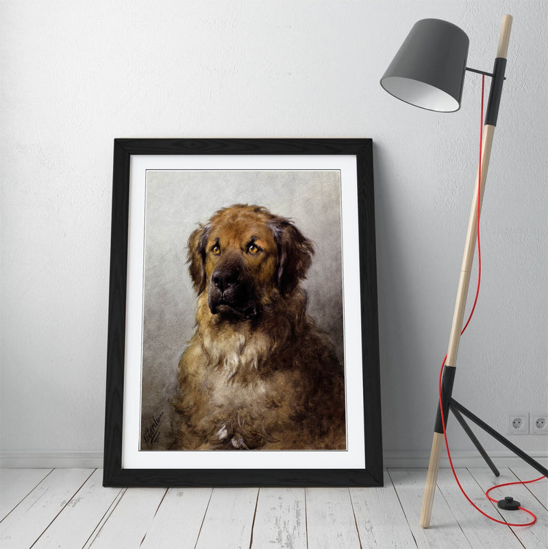 Framed Wall Art - Otto Ereleman, Head Of A Leonberger | Handmade UK Art Poster Print